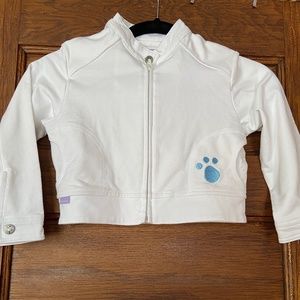 American Girl Coconut Jacket Size Small  Blue stitched dog White Zipper